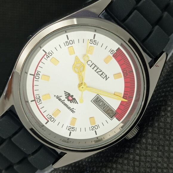 Vintage 1974 Citizen Automatic Mens Silver Watch W/daydate & Gold accents - Picture 1 of 8